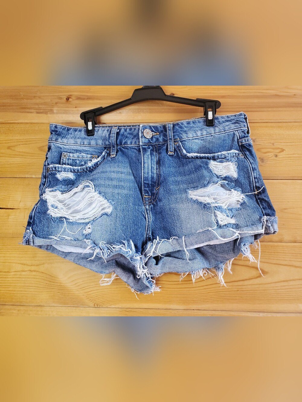 River Island Distressed Blue Denim Cutoff Shorts